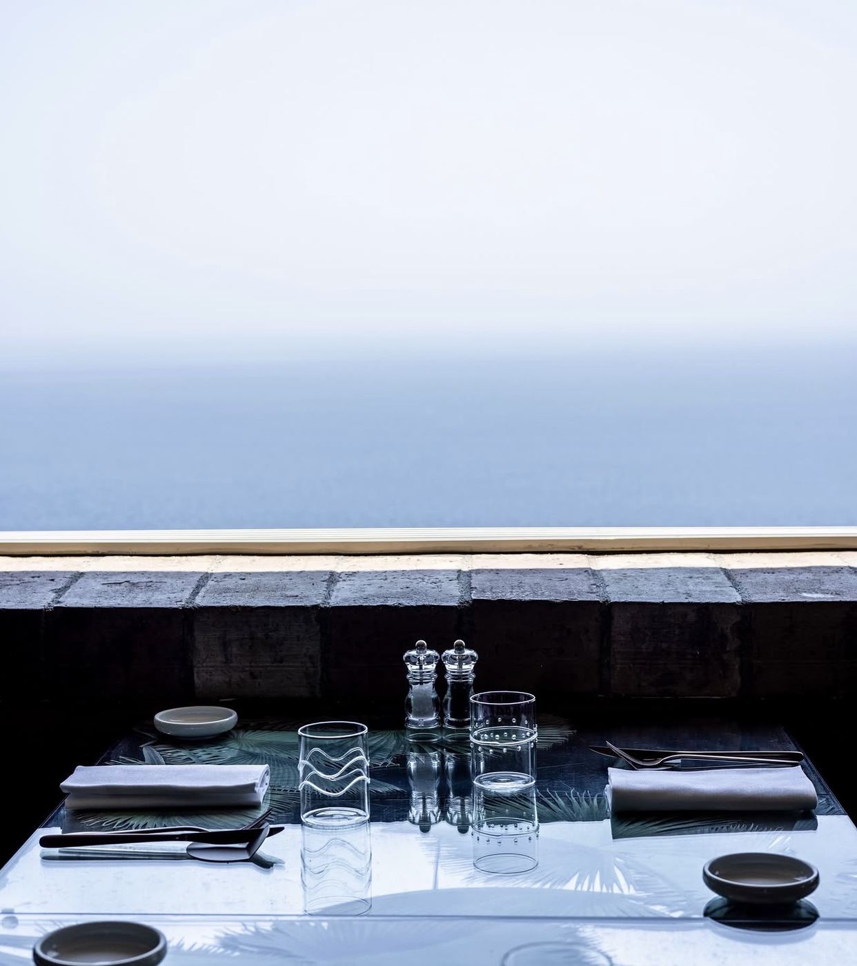 Set table looking out to the sea